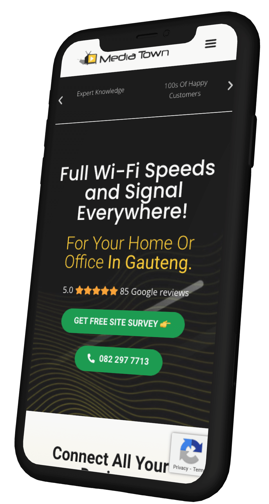 Our latest 3 conversion designed &amp; developed websites on a mobile screen